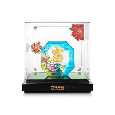 六福珠宝黄金摆件 - “富字当头”999足金摆件