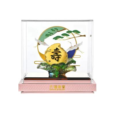 六福珠宝黄金摆件 - "琉璃寿桃"999足金摆件