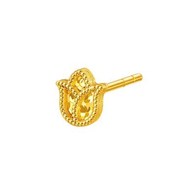 六福珠寶黃金耳環 - "鬱金香"999足金耳環（單隻）