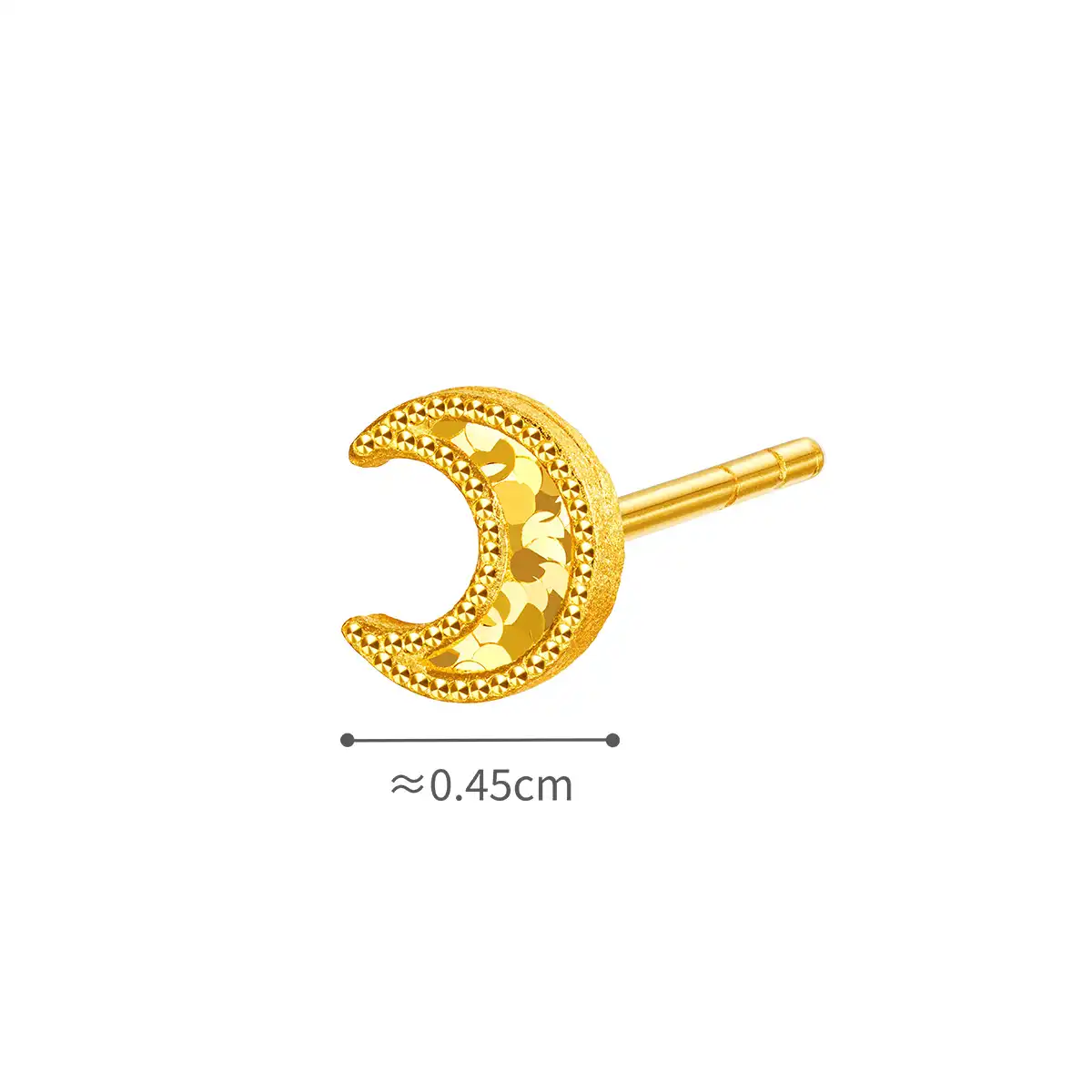 六福珠寶黃金耳環 - "月牙"999足金耳環（單隻）