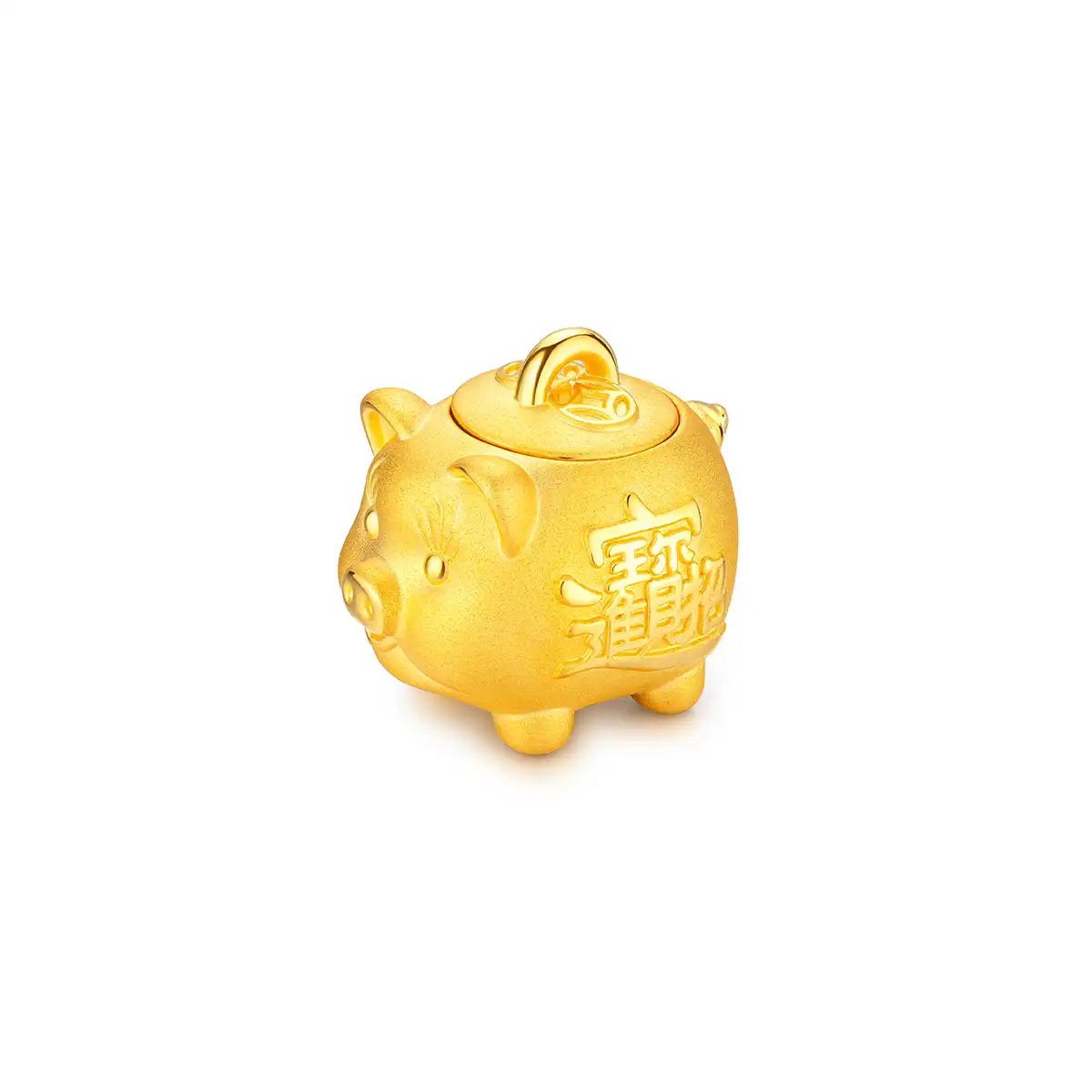 六福珠寶黃金擺件 - "招財進寶"可愛金豬999足金錢罌–兩種大小選擇