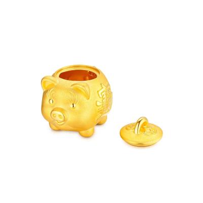 六福珠寶黃金擺件 - "招財進寶"可愛金豬999足金錢罌–兩種大小選擇