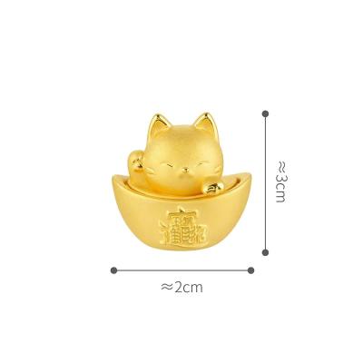 六福珠宝黄金摆件 - "元宝招财猫储金罐"999足金摆件