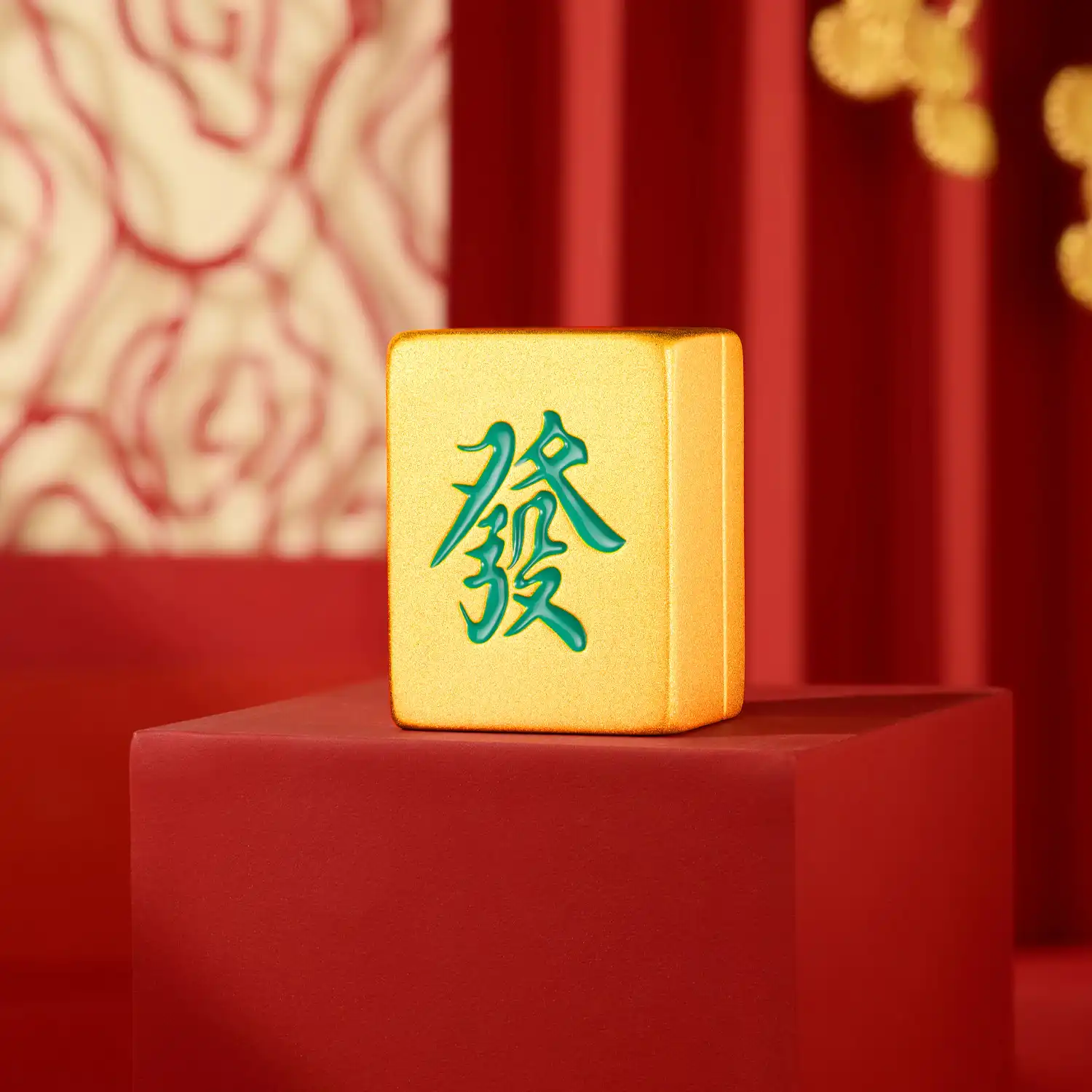 六福珠宝黄金摆件 - “发字麻雀”999足金摆件