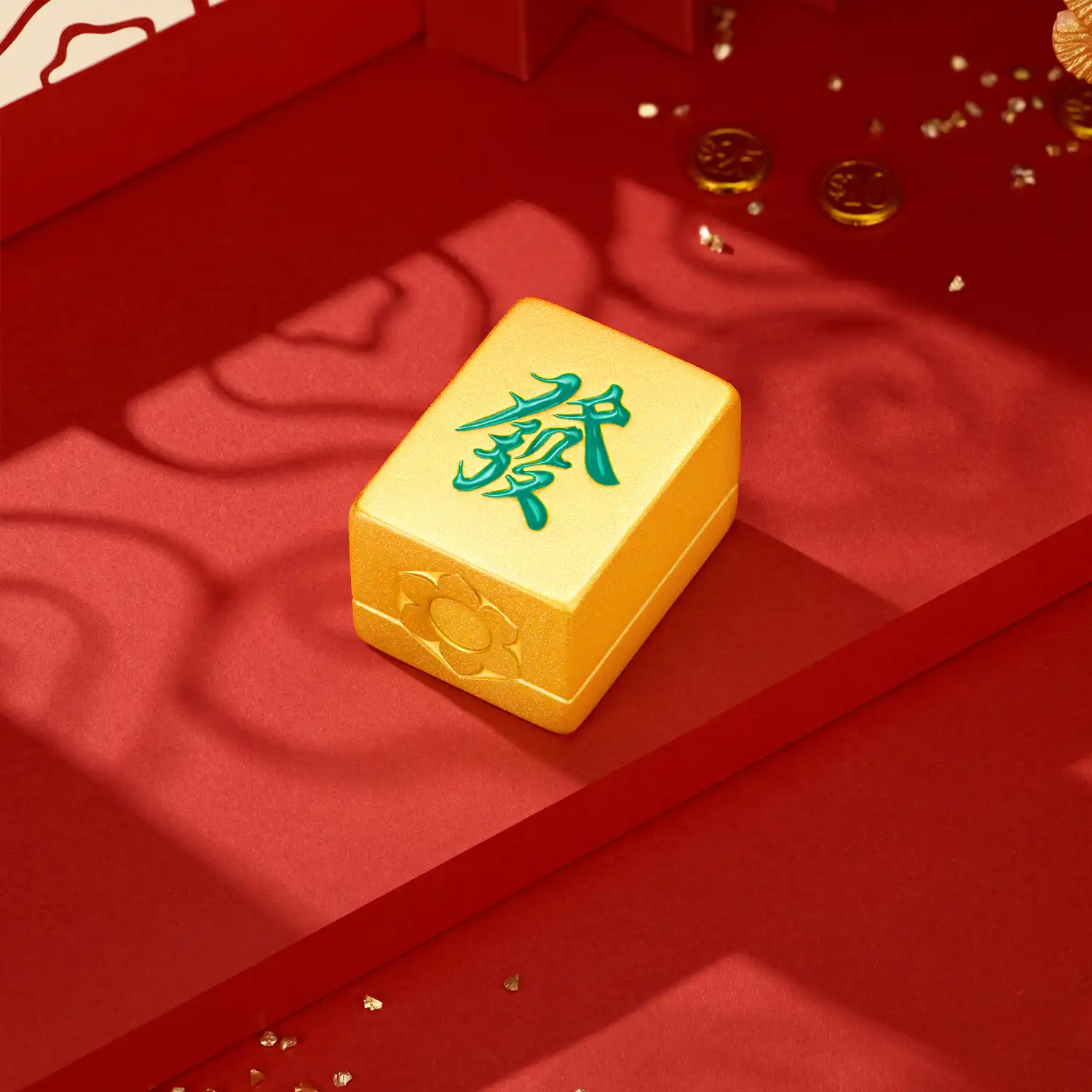 六福珠宝黄金摆件 - “发字麻雀”999足金摆件