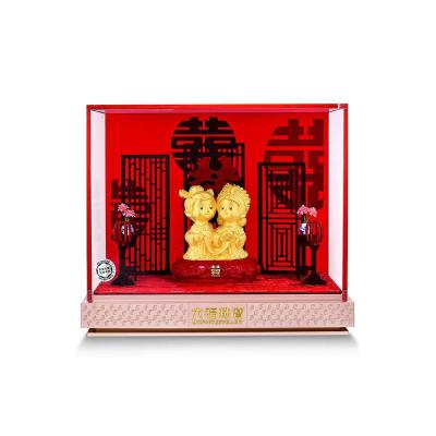 六福珠宝黄金摆件 - “喜结良缘”999足金摆件