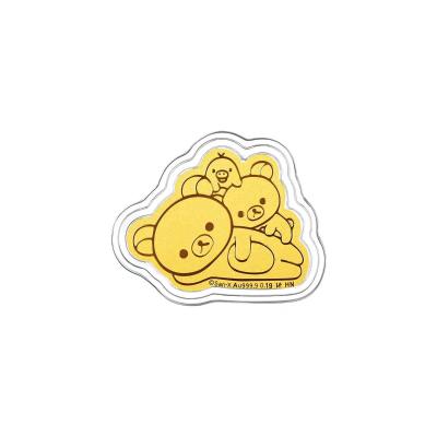 六福珠宝黄金工艺品 - "轻松小熊™、小白熊及小黄鸡"999.9黄金多功能金章挂饰