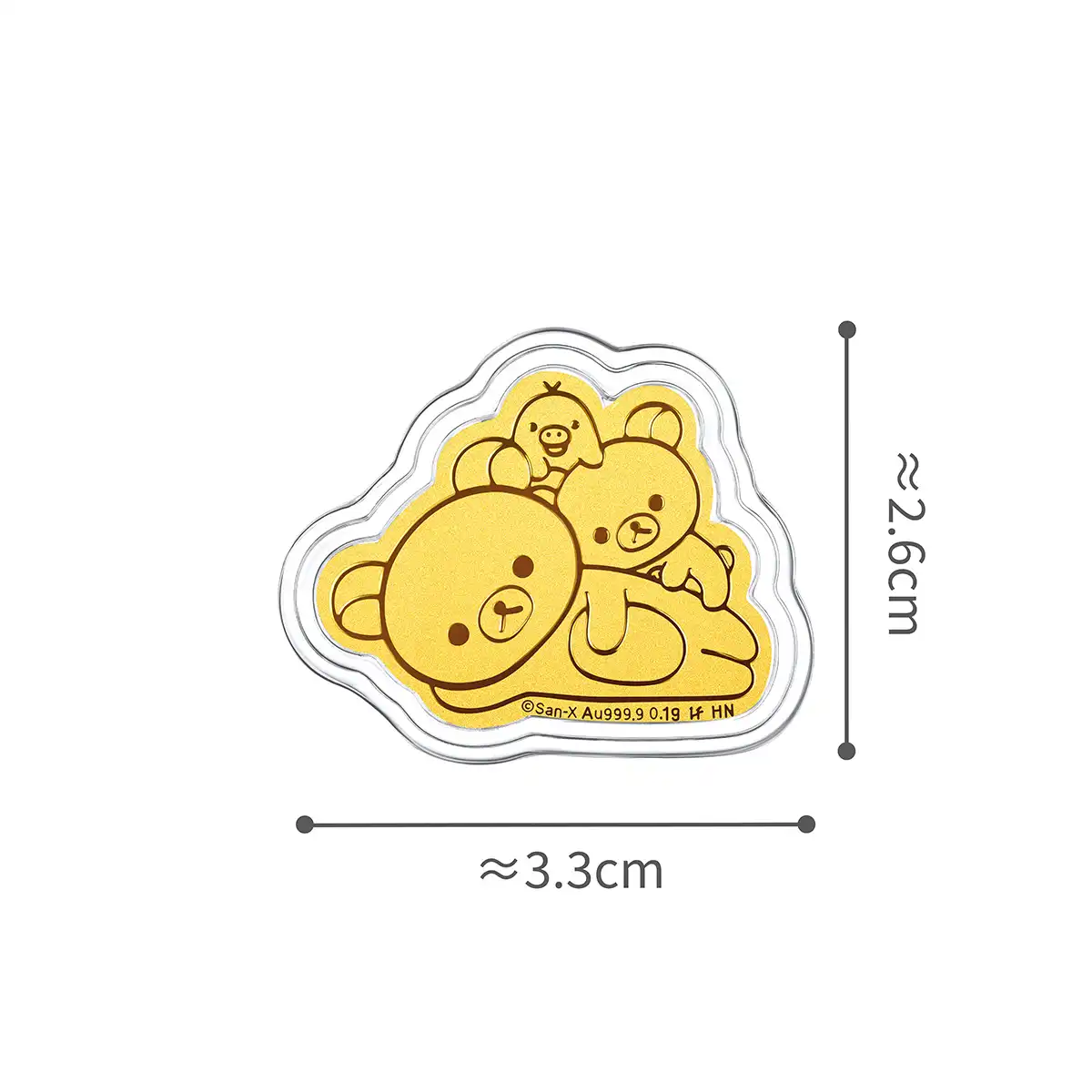 六福珠寶黃金工藝品 - "輕鬆小熊™、小白熊及小黃雞"999.9黃金多功能金章掛飾