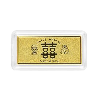 六福珠宝黄金金条 - “新婚快乐”999.9黄金金条