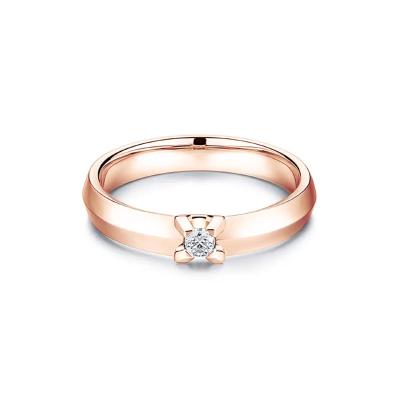 六福珠寶18K金對戒 - “Hexicon”18K玫瑰金劍脊戒臂鑽石戒指(女戒)
