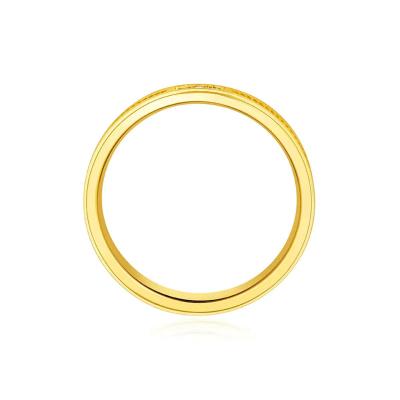 六福珠宝黄金对戒 - "缘定终生"999足金钻石对戒(女戒)