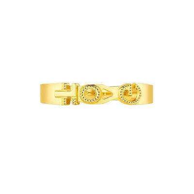 六福珠宝黄金对戒 - "囍爱时刻"990黄金对戒(男戒)