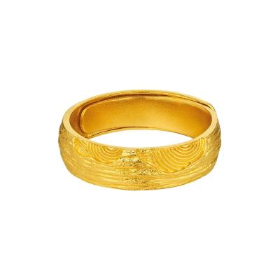 六福珠寶黃金對戒 - "歲月長青"999.9黃金對戒(男戒)
