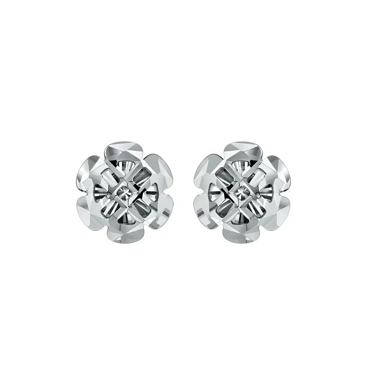 六福珠宝铂金耳环 - “星棱花影”950铂金耳环