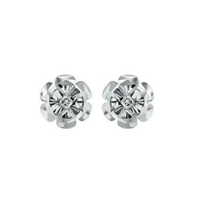 六福珠宝铂金耳环 - “星棱花影”950铂金耳环