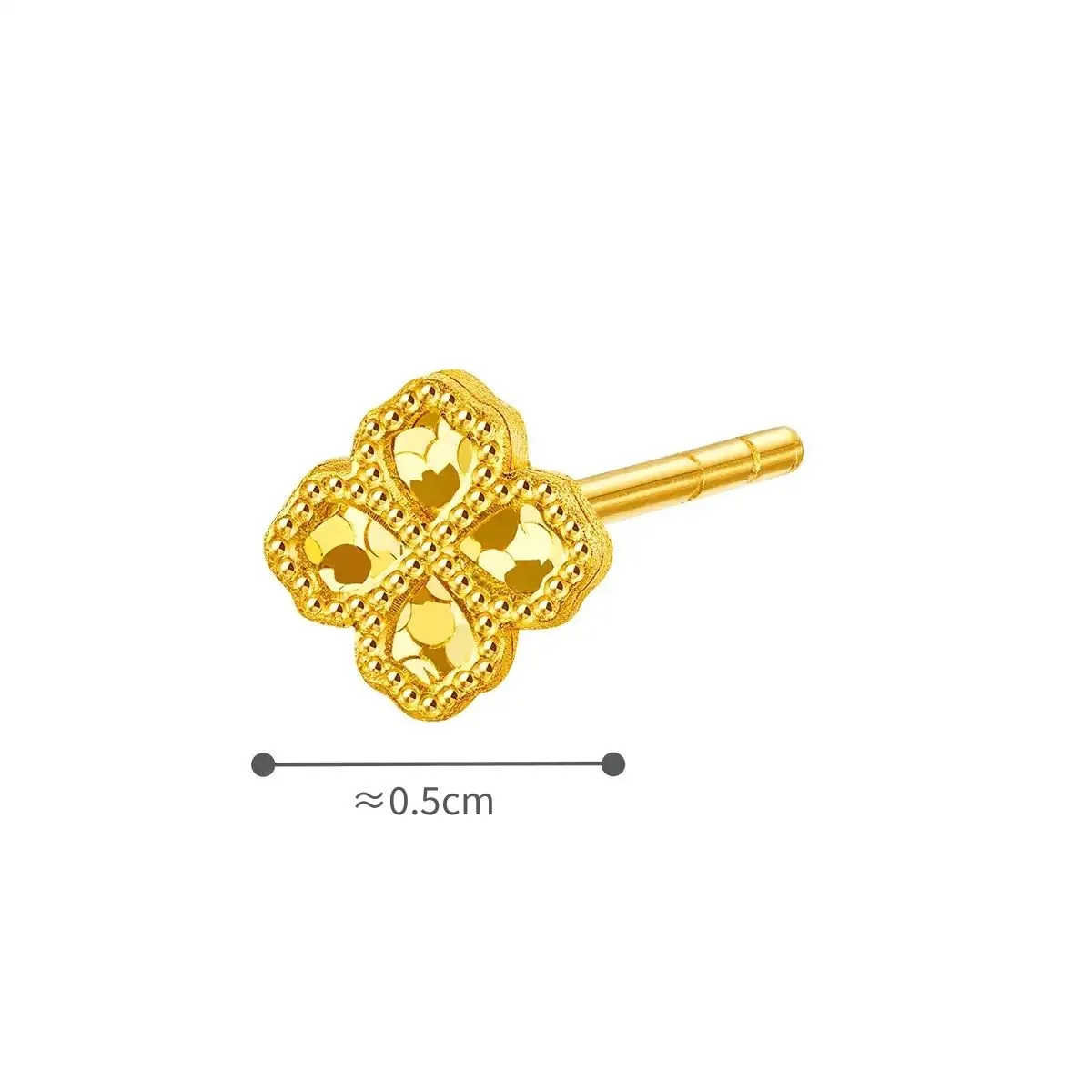 六福珠寶黃金耳環 - "四瓣花"999足金耳環(單隻)