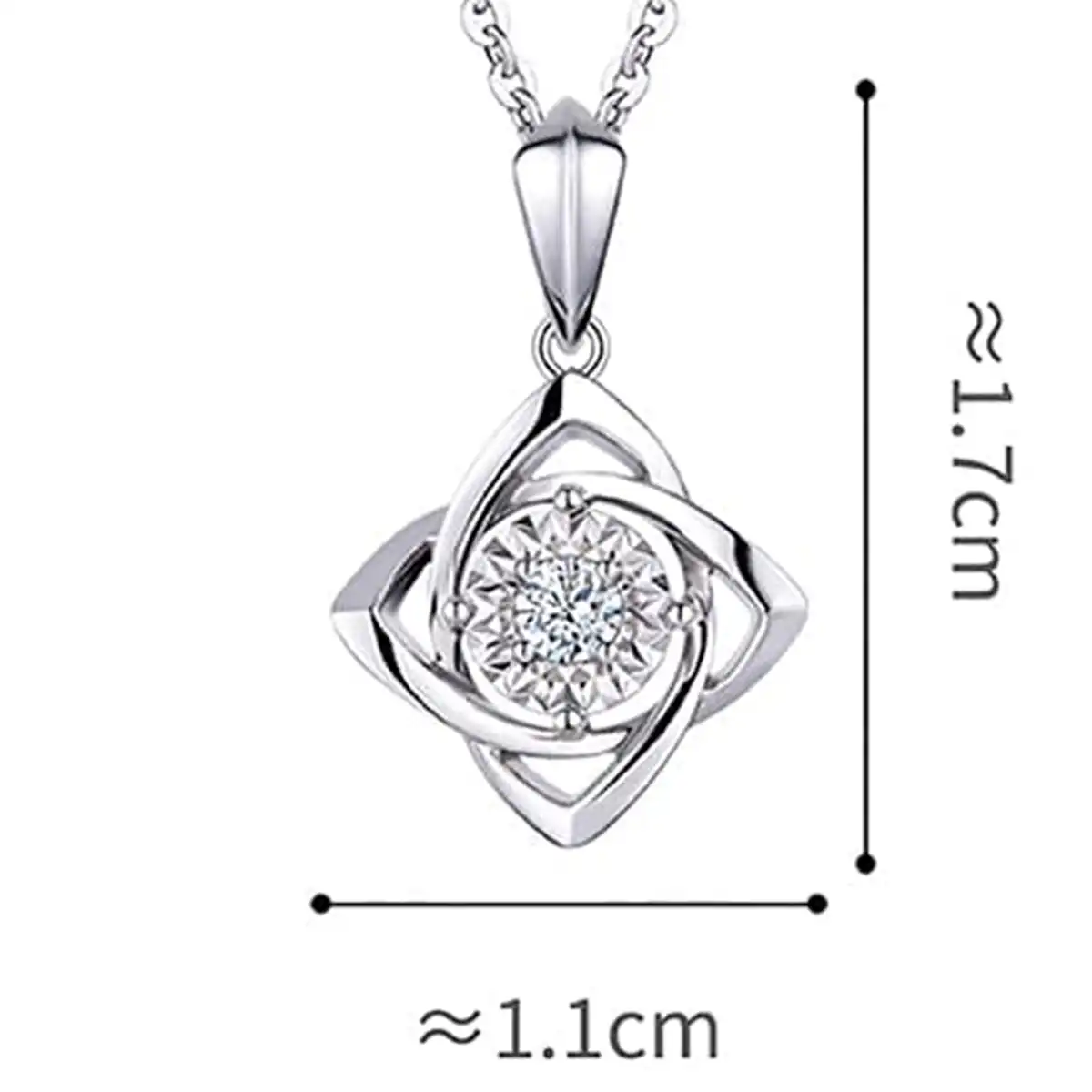 六福珠寶18K金吊墜 - "閃鑽星花"18K金(白色)鑽石吊墜