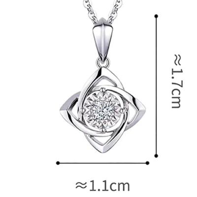 六福珠宝18K金吊坠 - "闪钻星花"18K金(白色)钻石吊坠