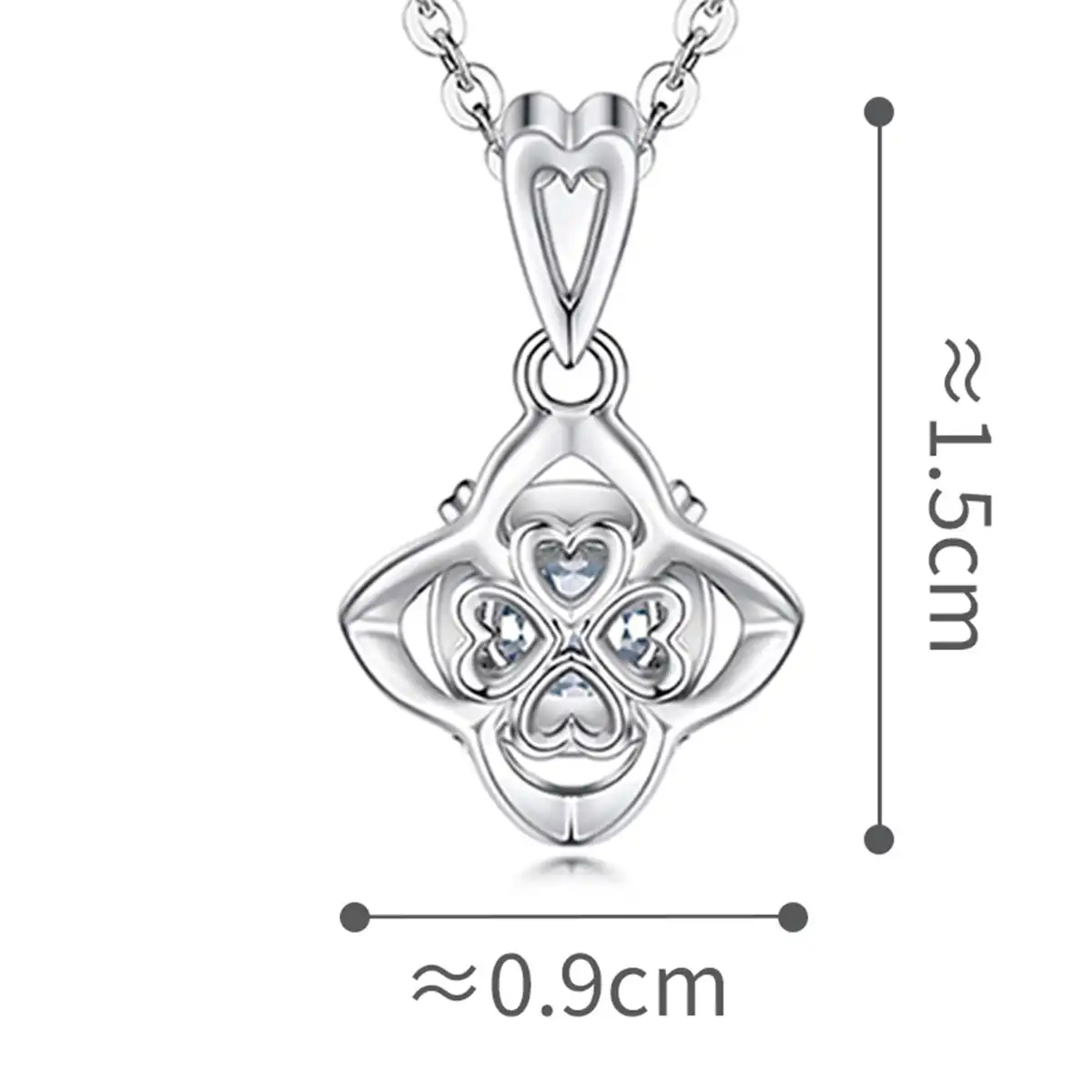 六福珠寶18K金吊墜 - "愛的花蕾"18K金(白色)鑽石吊墜(放閃車花工藝)