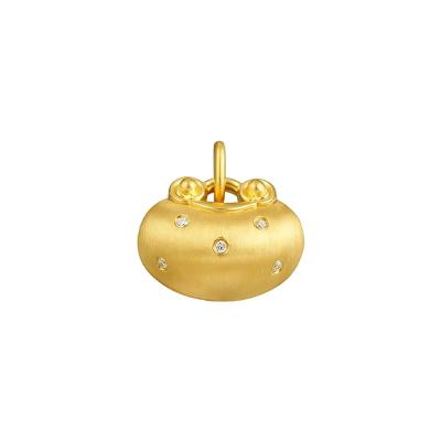 六福珠宝黄金吊坠 - “如意福袋”999足金钻石吊坠