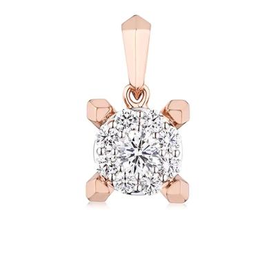 六福珠寶18K金吊墜 - “Hexicon”18K金(分色)鑽石吊墜(圍鑲工藝)
