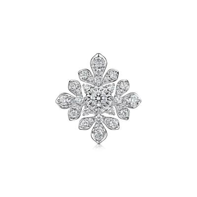 六福珠寶18K金吊坠 - "繁花倾绽"18K金(白色)钻石吊坠