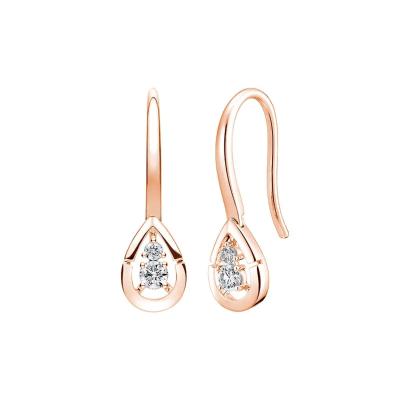 六福珠寶18K金耳環 - "心動水滴"18K金鑽石耳環-多色選擇