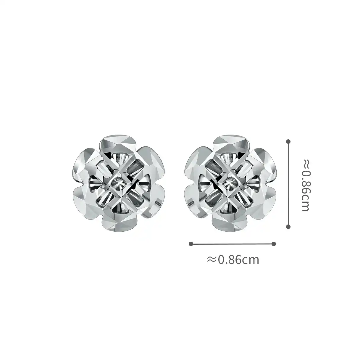 六福珠宝铂金耳环 - “星棱花影”950铂金耳环