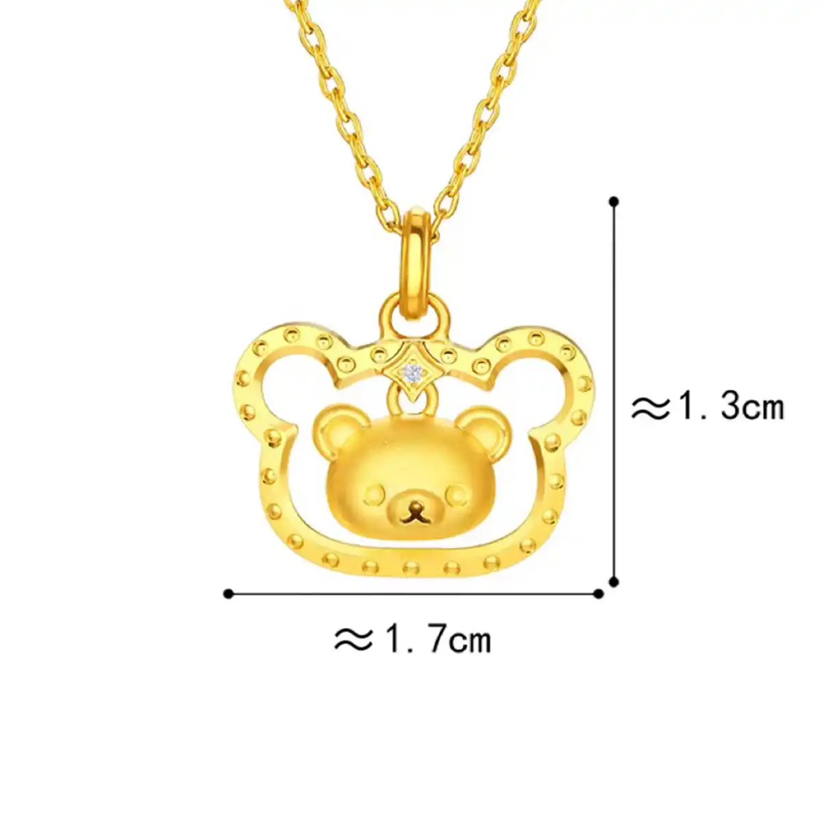 六福珠寶黃金吊墜 - "小熊頭像"Goldstyle•X999足金鑽石吊墜