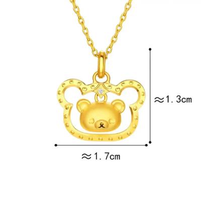 六福珠寶黃金吊墜 - "小熊頭像"Goldstyle•X999足金鑽石吊墜