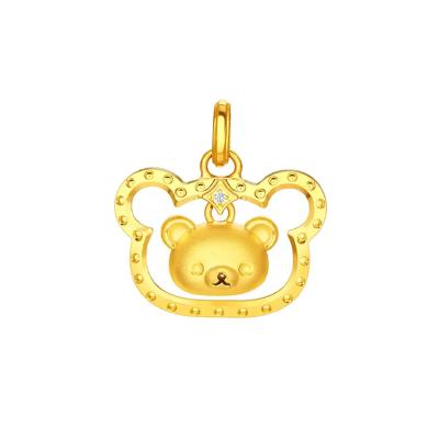 六福珠寶黃金吊墜 - "小熊頭像"Goldstyle•X999足金鑽石吊墜