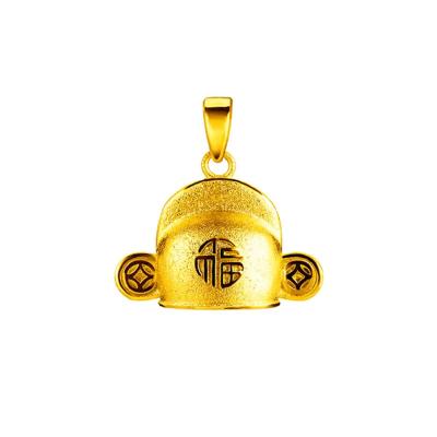 六福珠寶黃金吊墜 - "福祿官帽"999.9黃金吊墜