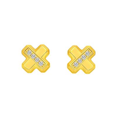 六福珠宝黄金耳环 - "浪漫公式"990黄金钻石耳环