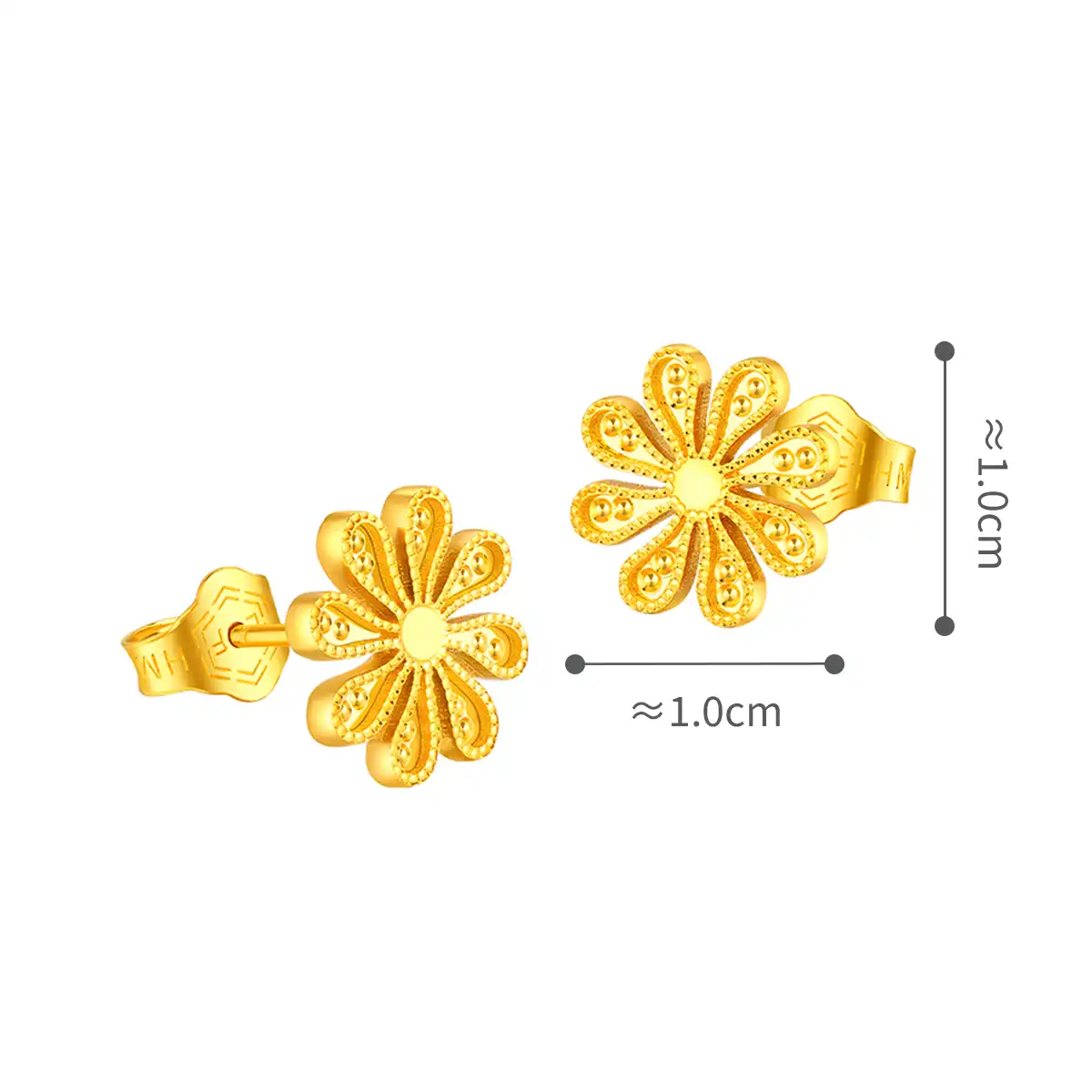 六福珠宝黄金耳环 - "小雏菊"990黄金耳环
