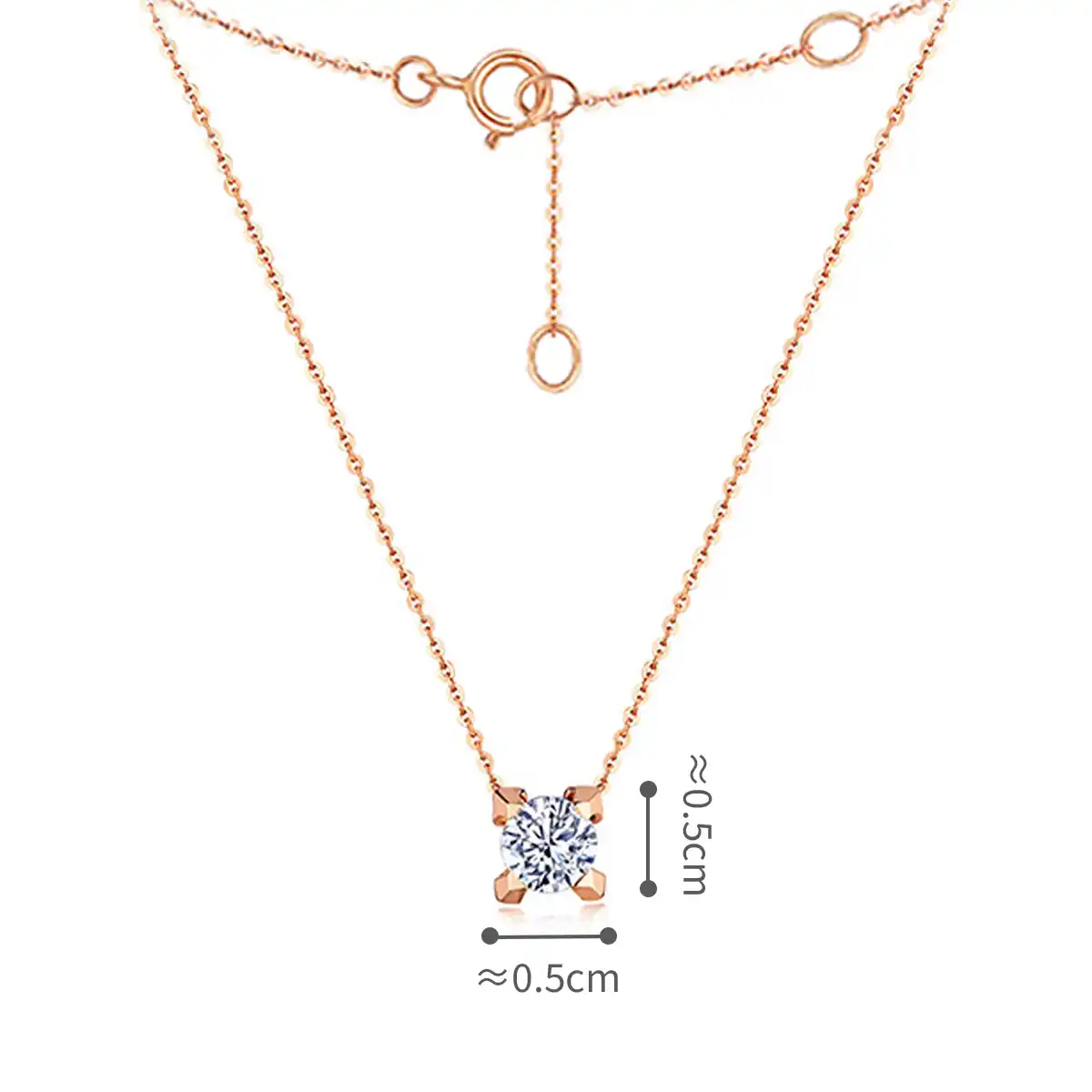六福珠寶18K金頸鏈 - “Hexicon”18K玫瑰金鑽石頸鏈(基礎工藝)