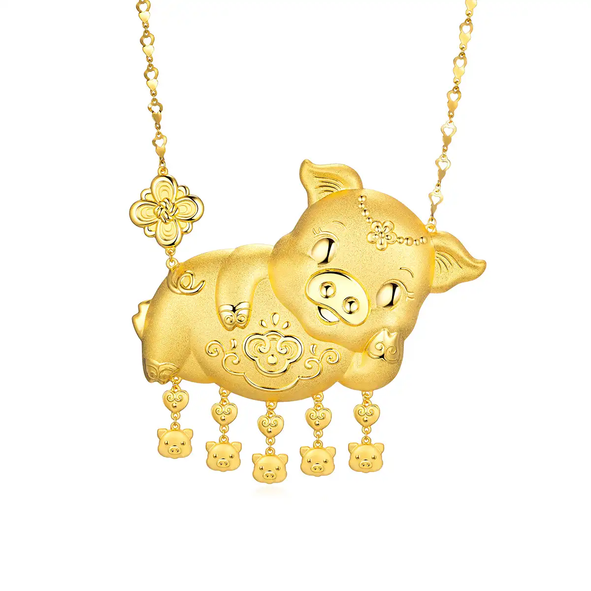 六福珠宝黄金颈链 - “如意金猪”999.9黄金颈链(猪牌)