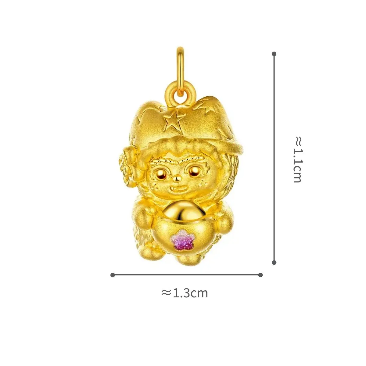 六福珠寶黃金吊墜 - “抱富”999足金鎏彩吊墜連頸繩