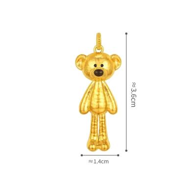 六福珠寶黃金吊墜 - “毛绒小熊”999足金鎏彩吊墜