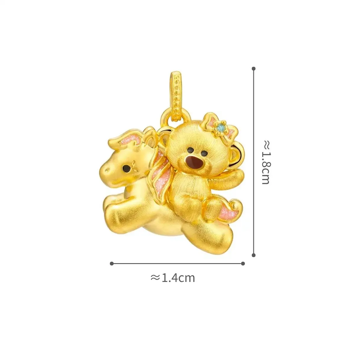 六福珠寶黃金吊墜 - “木馬萌熊”999足金鎏彩吊墜