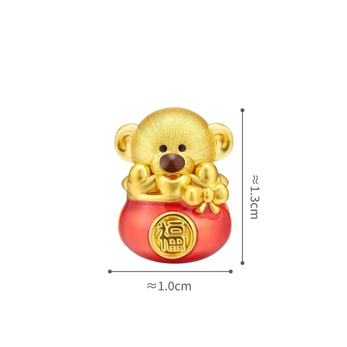 六福珠宝黄金串饰 - “福气萌熊”999足金鎏彩串饰
