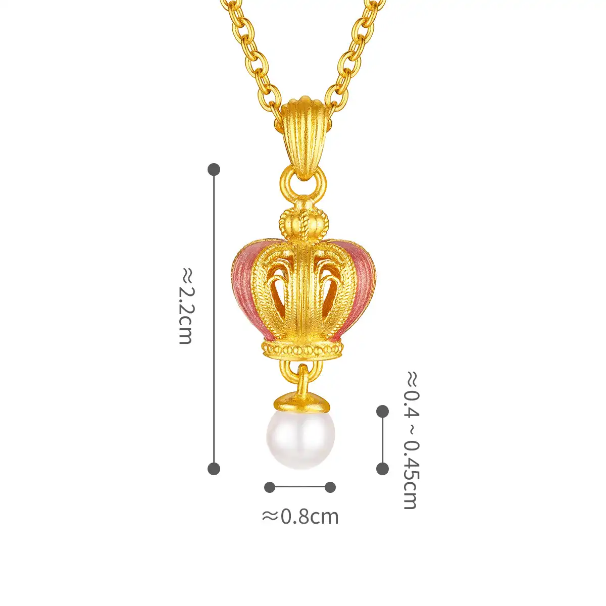 六福珠寶黃金頸鏈 - "多巴胺后冠"999.9黃金頸鏈