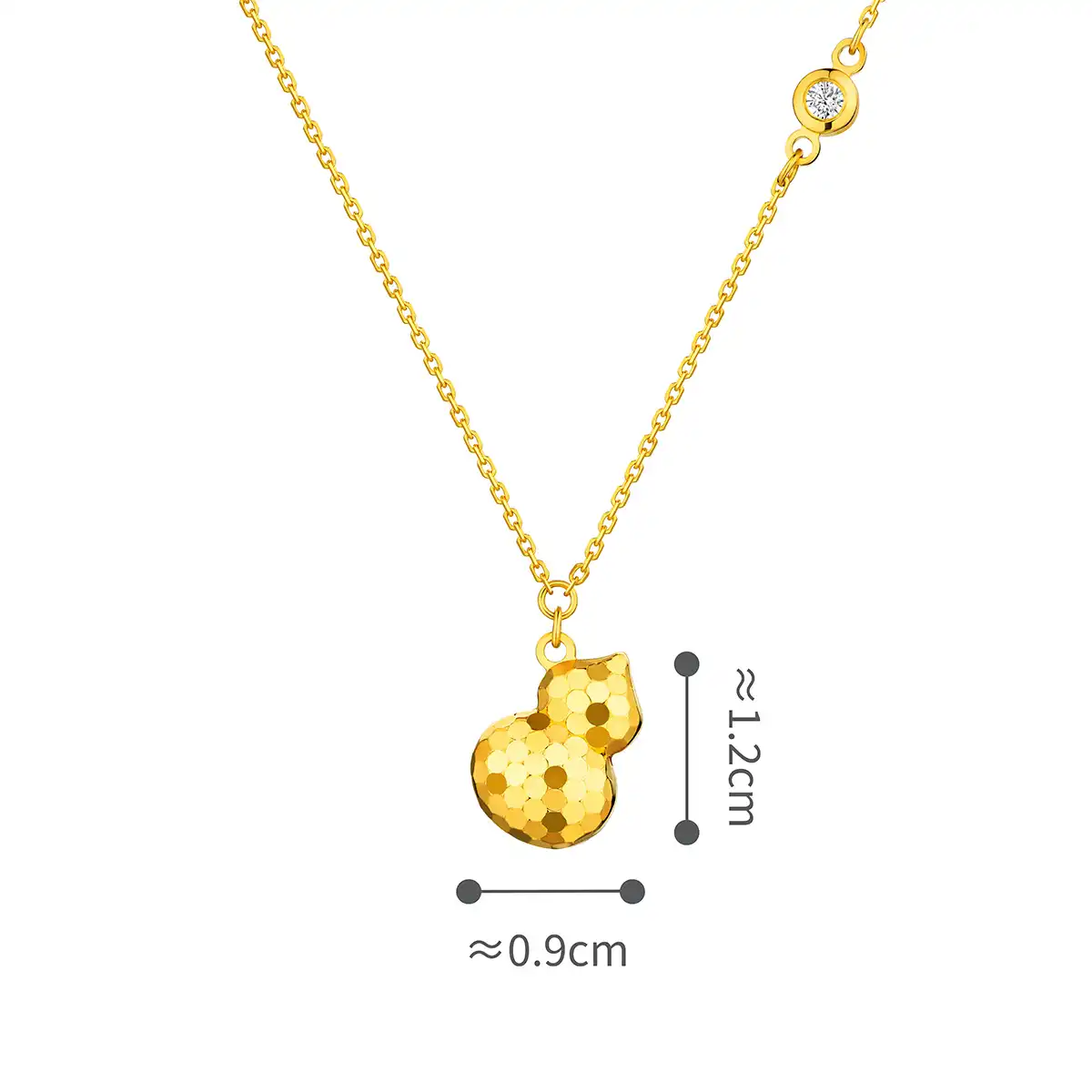 六福珠宝黄金颈链 - "闪耀葫芦"990黄金钻石颈链