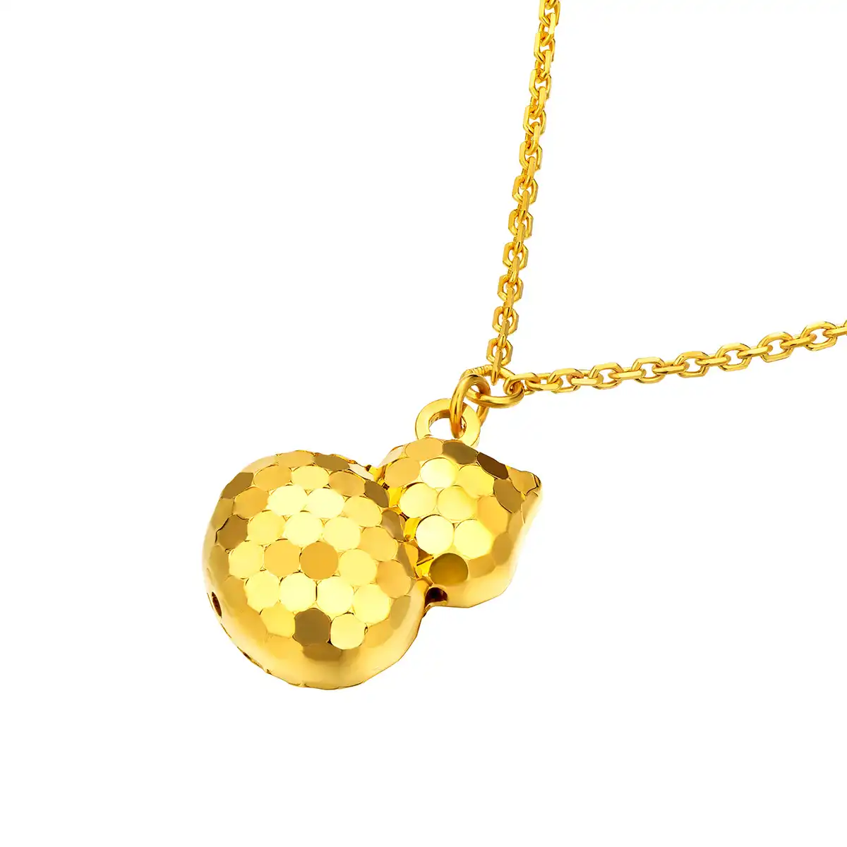 六福珠宝黄金颈链 - "闪耀葫芦"990黄金钻石颈链