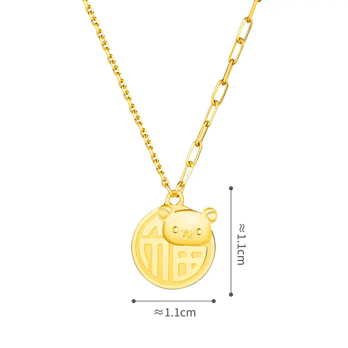 六福珠宝黄金颈链 - "褔字小熊"Goldstyle990黄金颈链