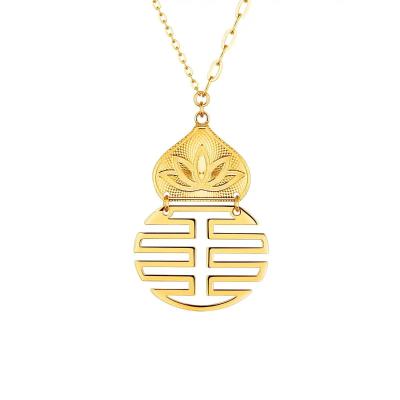六福珠寶黃金頸鏈 - "寶蓮福祿"990黃金頸鏈