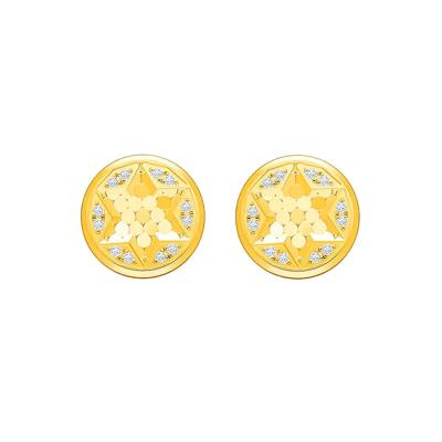 六福珠寶黃金耳環 - "星之守護"990黃金鑽石耳環