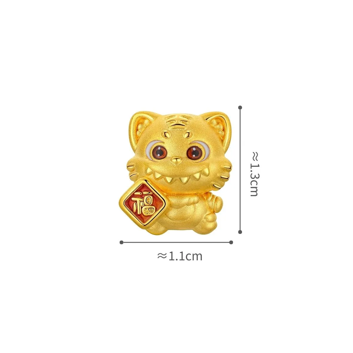 六福珠宝黄金串饰 - "奇趣萌牙-虎"十二生肖999足金串饰连手绳