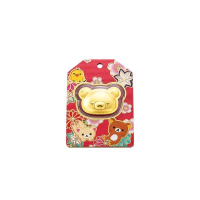 六福珠寶黃金工藝品 - "輕鬆小熊頭像"999.9黃金掛飾工藝品