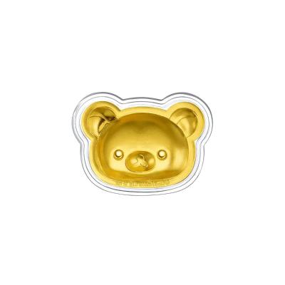 六福珠寶黃金工藝品 - "輕鬆小熊頭像"999.9黃金掛飾工藝品