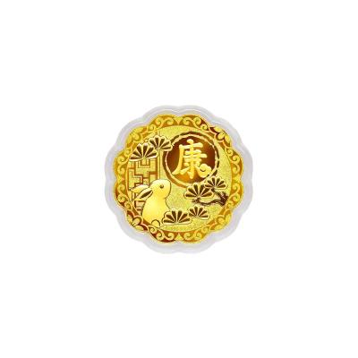 六福珠寶黃金工藝品 - "長樂安康"七星伴月999.9黃金工藝品